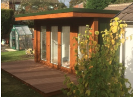 12' x 9' (3640mm x 2730mm) QC6 Garden Studio With Flyover Roof And Decking